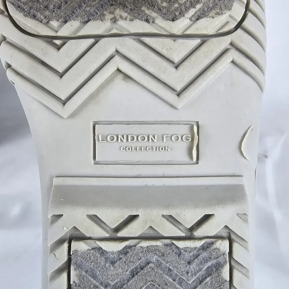 London Fog Girls Bell Court Winter Snow Boots Silver Iridescent Faux Fur Size 12